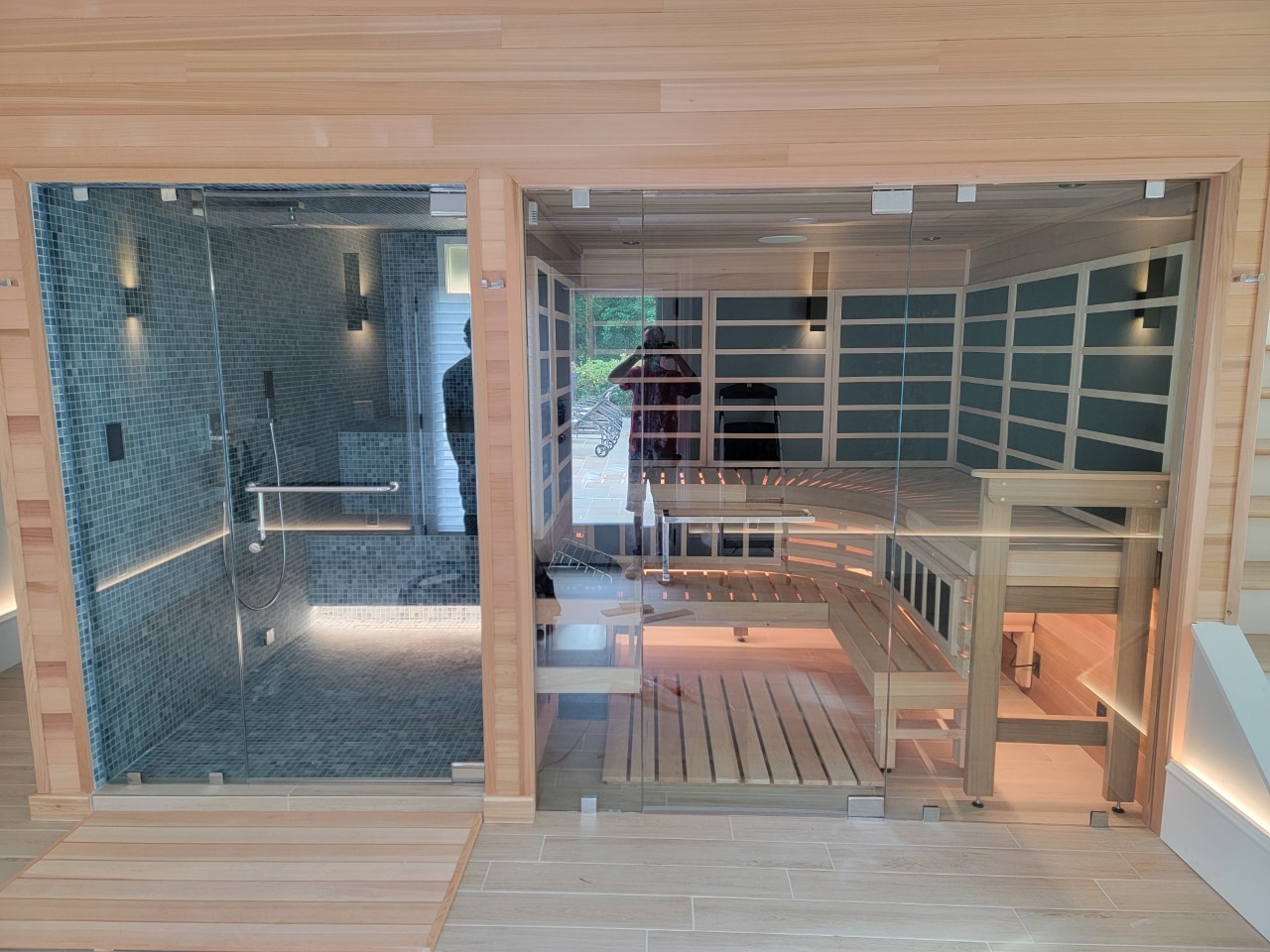 Glass Shower Area And Sauna Area